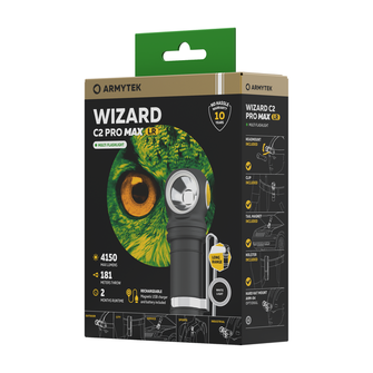 Кишеньковий світлодіодний ліхтарик ArmyTek Wizard C2 Pro Max LR White з ремінною кліпсою, з акумулятором 4150 лм