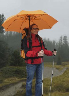 EuroSchirm teleScope handsfree UV Телескопічний трекінговий парасолька з кріпленням на рюкзак, оранжевий