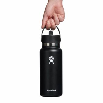 Hydro Flask Широка термопляшка з горлом 32 OZ Wide Flex Straw Cap, чорний