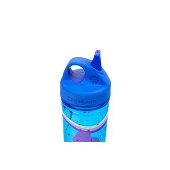 Дитяча пляшечка для води Nalgene Grip-n-Gulp Sustain 0,35 л з кришкою синя, музичний бегемотик