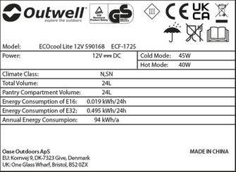 Outwell Кемпінговий охолоджувальний бокс ECOcool Lite 24 12V, темно-синій