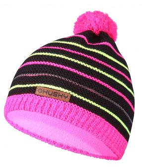 Husky Дитяча шапка Cap 34, чорна / неоново-рожева