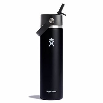 Hydro Flask Широка термопляшка з горлом 24 OZ Wide Flex Straw Cap, чорний