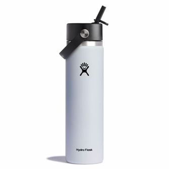 Hydro Flask Широка термопляшка з горлом 24 OZ Wide Flex Straw Cap, білий